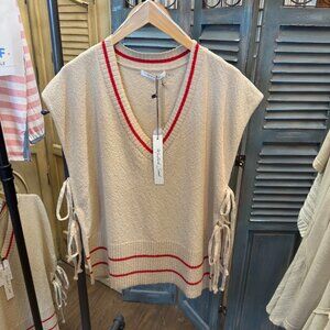 Mustard Seed Open Side Tie V Neck Sweater Vest Top